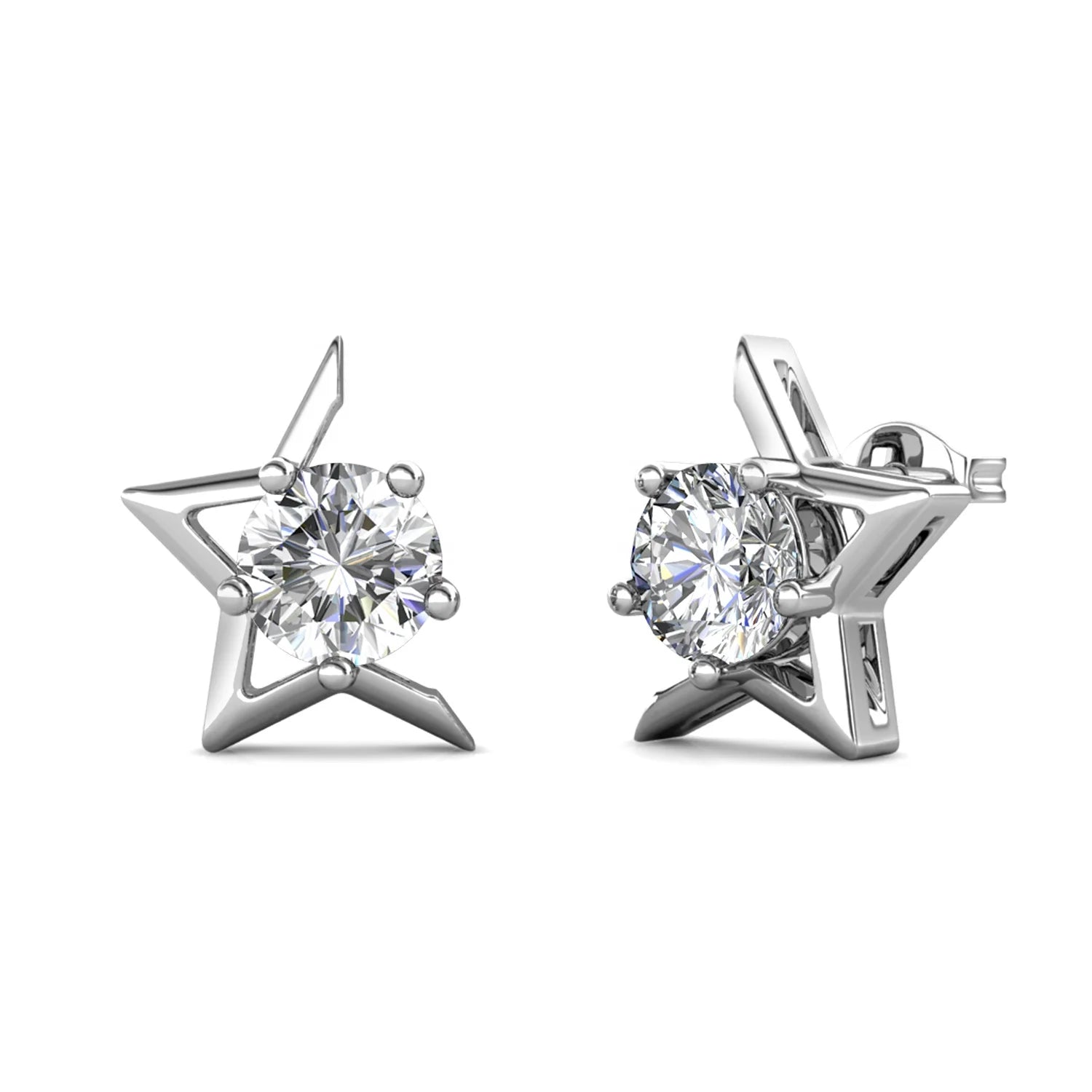 Exceptionally Brilliant Quality Gemstone Moissanite Diamond 925 Sterling Silver Star Stud Earrings Destiny Jewellery