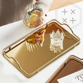 Gold Silver Stainless Steel Luxury Rectangle Decorative Serving Tray with Handles
