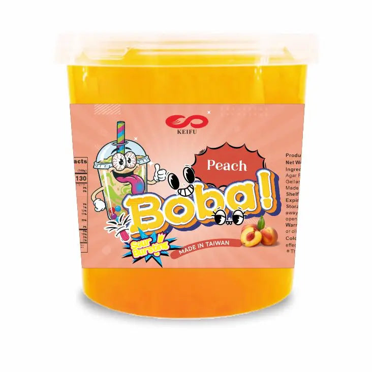 Certified Peach Popping Boba 3.2KG Sweet Sour Pearls Bottle for Bubble Tea Mocktails HALAL/HACCP Certified 12 Months Shelf Life