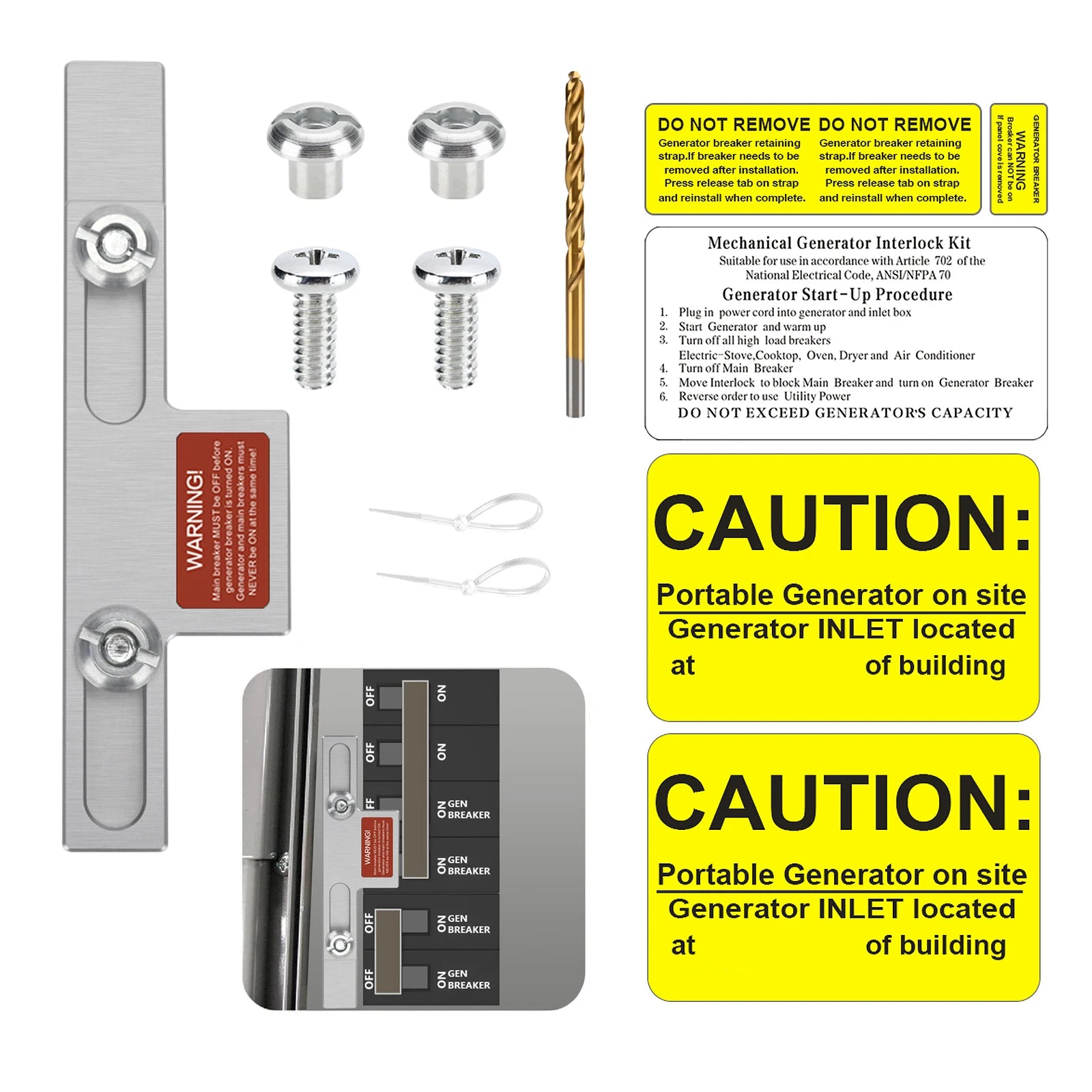 Generator Interlock Kit Suitable for Square D Homeline Meter Main 150 or 200 Amp Panels Professional Electrical Interlock Kit