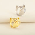 QIKU Wholesale Gold Plated Adjustable Copper Hip Hop Rings Geometric Fashion Rings for Men Women Jewelry Accessories