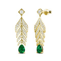 New 925 Sterling Silver Vivid Green Emerald Luxury Statement Long Drop Earrings Fancy Jewelry for Women Destiny Jewellery