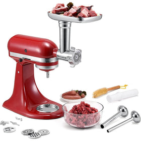 KitchenAid Compatible Meat Grinder Attachment Stainless Steel Food Grade Non-Coated Mixer Parts Dishwasher Safe Replacement Kit