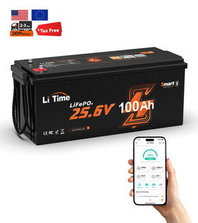 EU Stock 24V 100Ah Factory Direct Smart LiFePO4 Battery Bluetooth Deep Cycle for Solar Energy Storage RV Marine Golf Cart