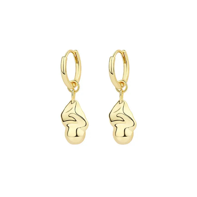 Custom Minimalist Round Cartoon Pendant Gold Hoop 925 Sterling Silver Jewelry Gold Flat Stud Earrings for Women for Mothers Day