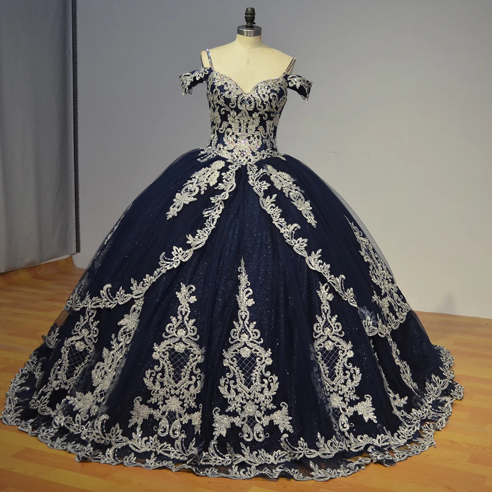 Jancember WC025 Vintage Black Lace Embroidery Ball Gown Evening Party Dresses