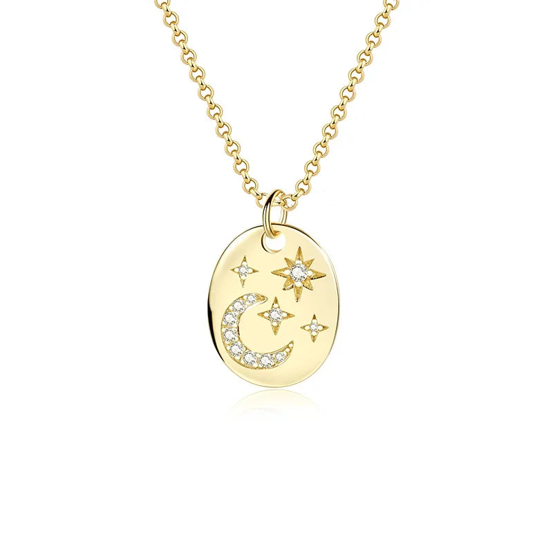 S925 Sterling Silver Personality Star Moon Female Niche Design Clavicle Pendant Women Silver Necklace for Girlfriend for Women