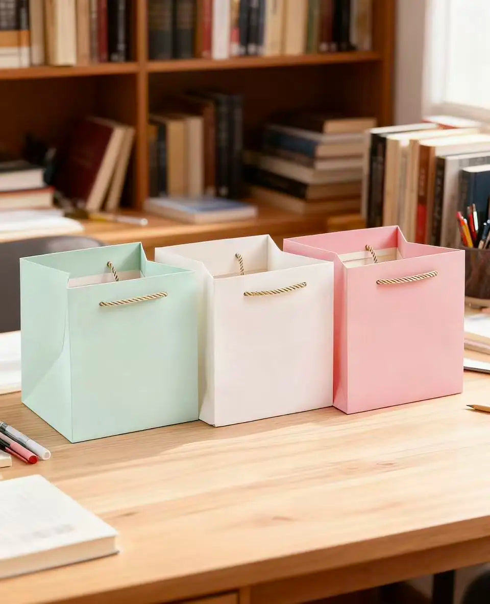 Square Luxury Black Pink Shopping Paper Pouch Hot Sale Logo Printed Custom Gift Bags Kraft Packing