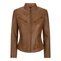 Wholesale Women Leather Jackets Premium Quality Breathable Front Zip Women Leather Jackets for Ladies Brown Black Color Casual