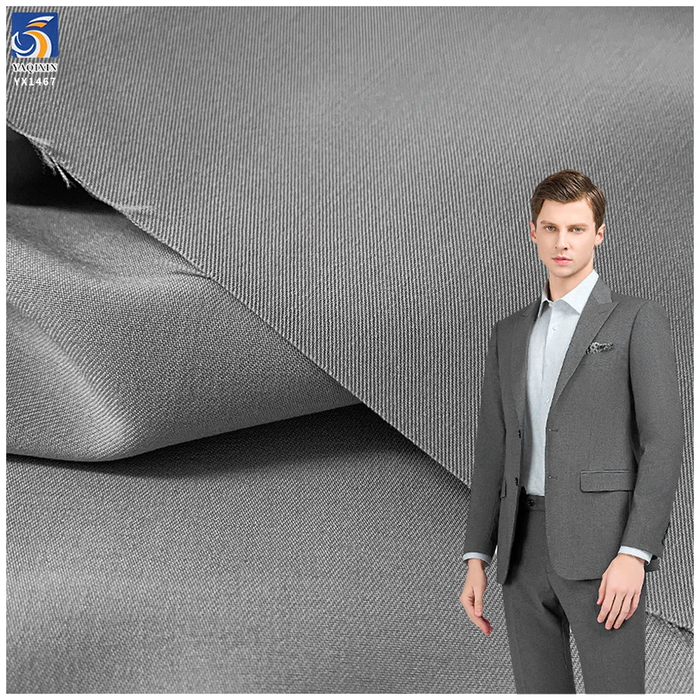 YX1467 320gsm 85 Polyester 11 Rayon 4 Spandex 4 Way Stretch TR Fine Twill Suiting Fabric for Men Suits Blazers Trousers MegaBDM