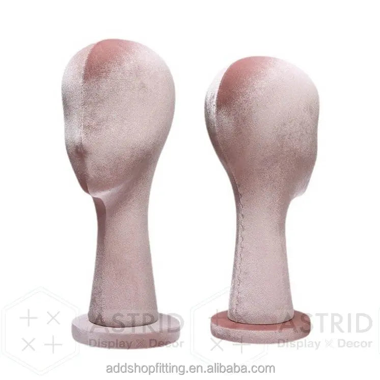 Pink Velvet Head Mannequin cap hat Display Holder hair wig display Stand for store