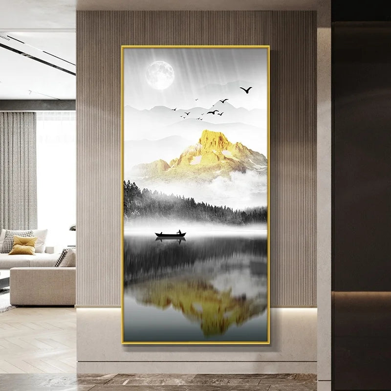 Mountain Water Landscape Diamond Crystal Porcelain Painting Wall Art Decoration Art Painting