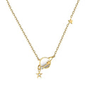 S925 Silver Mother of Fritillaria Saturn Necklace Sparkling Charm Silver Jewelry Women Silver Necklace for Girlfriend for Women