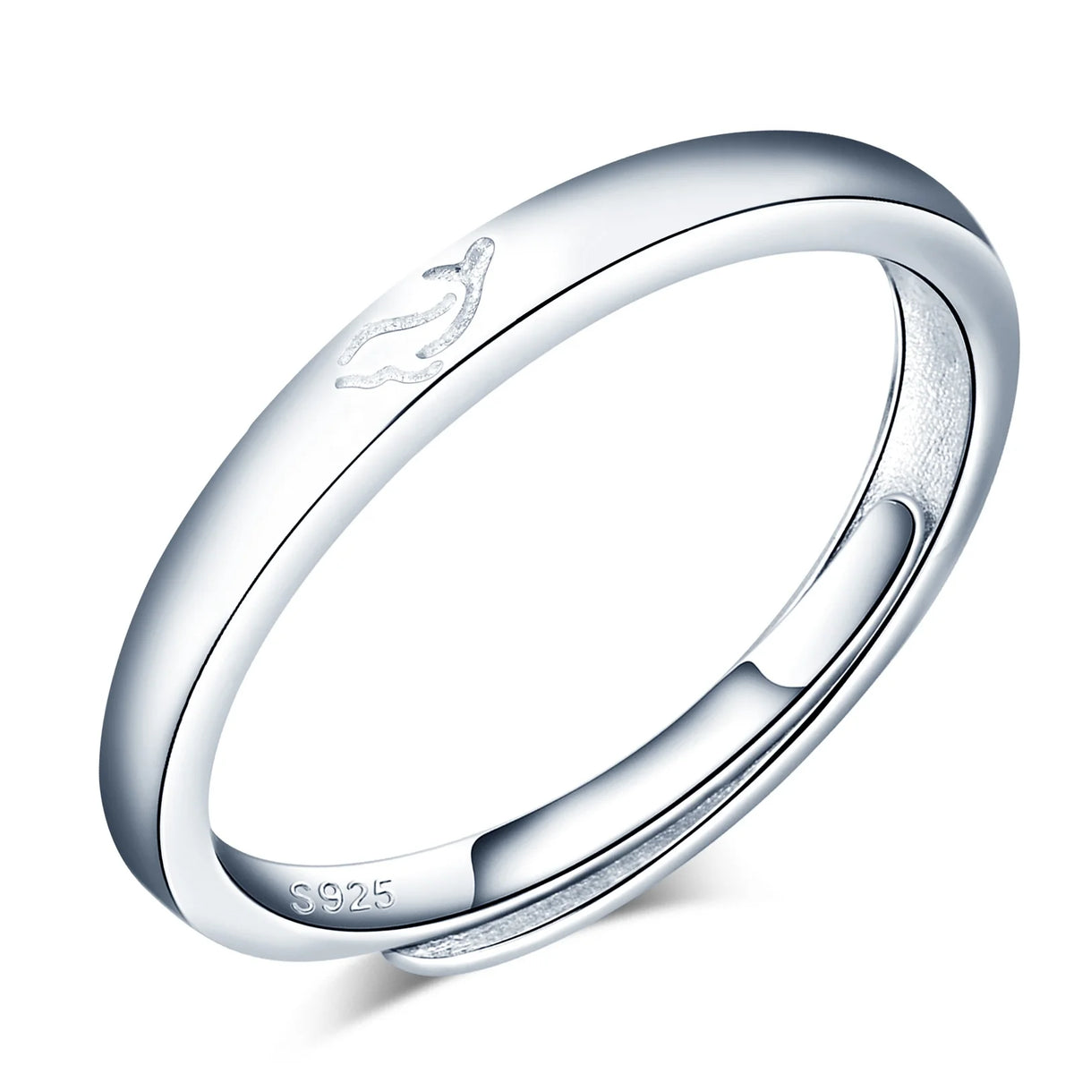 Fine Jewelry Animal Dolphin Love Women's S925 Sterling Silver Trendy Wedding Engagement Gift Open Finger Ring MegaBDM