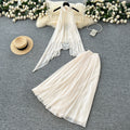 Summer Women's Casual Sets Halter Asymmetric Top And High Waist 3D Chiffon Skirts Set Clothing Wholesale