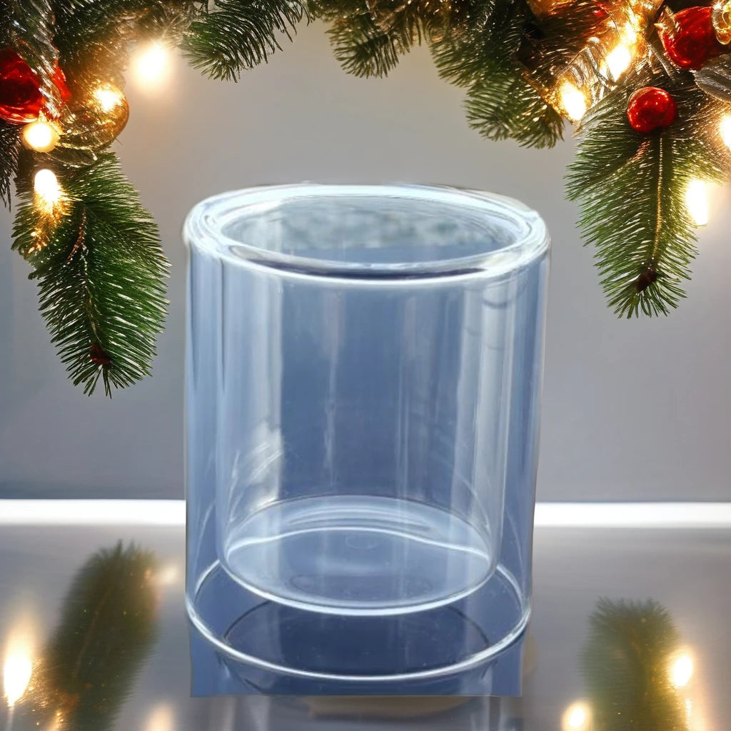 New Arrival Double Wall Borosilicate Glass Cylinder Scented Candle Jar Spray Handblown Heat Resistant Christmas Home Decoration