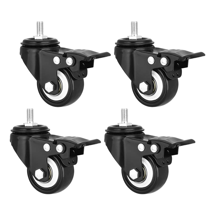 1.5/2inch Black With Brake Casters Thick Rubber Wheels Suitable for Industrial Use Furniture Wheelsheavy Furniture Wheels MegaBDM