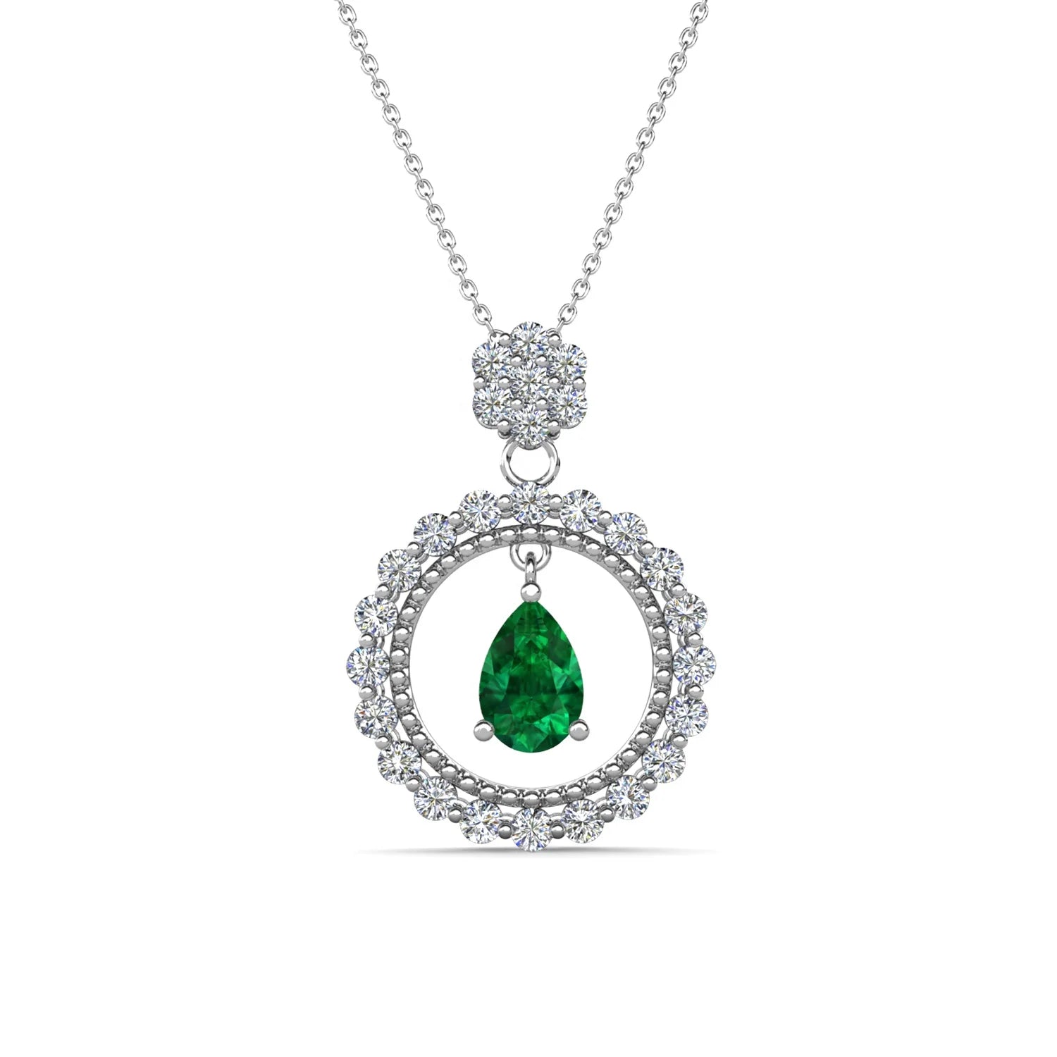 Lab Grown Green Emerald Luxury 925 Sterling Silver Flower Pendant Necklace Accessories Women Jewelry Destiny Jewellery