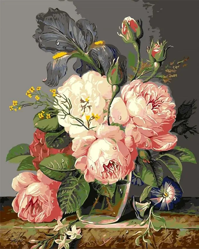 Paint by Numbers Kit for Adults DIY Flower Canvas Painting Frameless Oil Painting Art for Home Wall Decor Vivid Floral Pattern