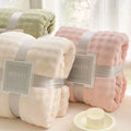 Custom Printed Cozy Woven Jacquard Blanket Soft Plush Fleece Throw with Solid Stripe Winter Sherpa Bedding for Bed
