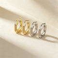 QIKU Luxury Gold Plated Copper Hoop Earrings Fashion Paper Clip Design Party Gift for Mom or Woman