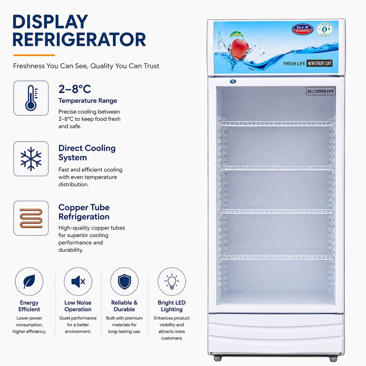 Commercial Vertical Drink Display Fridge Single Double Door Beverage Cooling Showcase Refrigerator