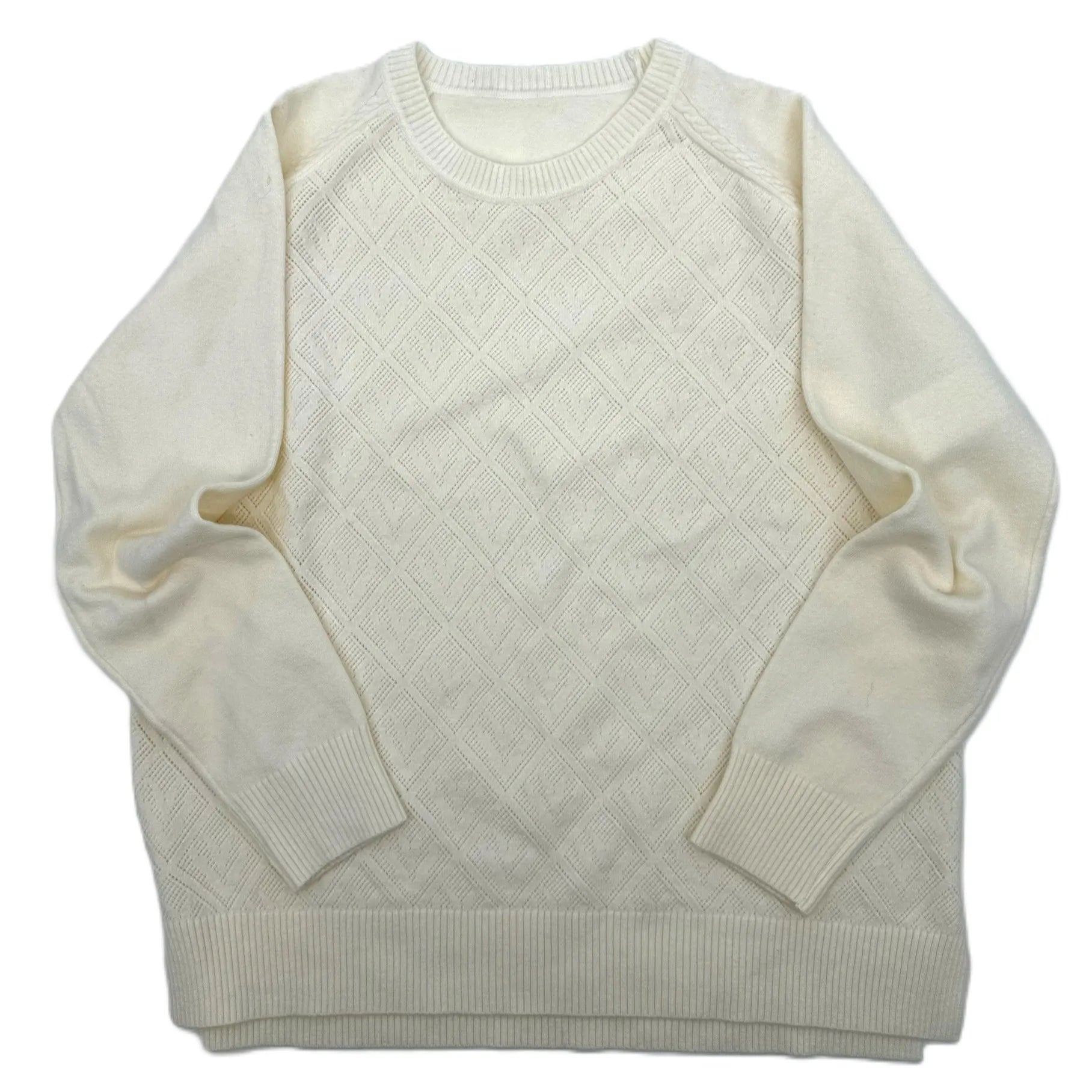 High Quality Women's White Knitted Pullover Sweater with Long Sleeves Casual Fashion Hot Selling Lady's Knitwear for Autumn