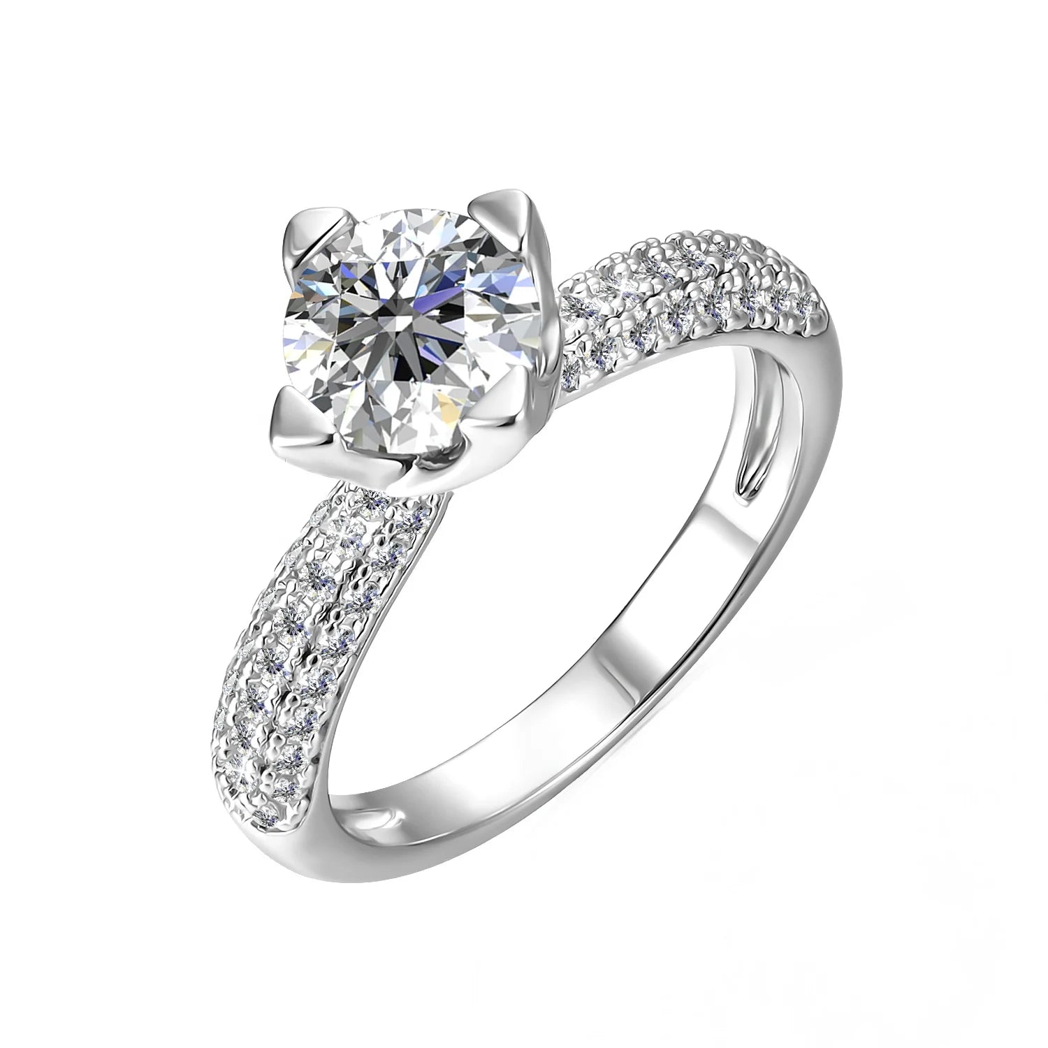 Lab Grown Gemstone 925 Sterling Silver 18k Gold Plated 1ct Moissanite Solitaire Engagement Pave Ring Destiny Jewellery