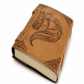 Conifer Model 23467 Hand Embossed Eco-Friendly Classic Leather Journal Alphabet Pattern Vintage Brown Cover Handmade Paper