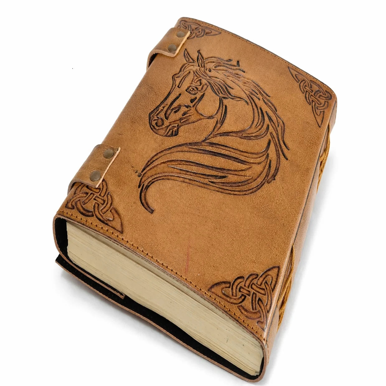 Conifer Model 23467 Hand Embossed Eco-Friendly Classic Leather Journal Alphabet Pattern Vintage Brown Cover Handmade Paper