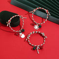 European and American Fashion Bracelet Bangles  Christmas Snowman Snowflake Pendant Colorful Rope Braided Adjustable Bracelet