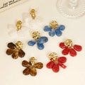 Resin Pendant Stud Earrings Stainless Steel 18K Gold Plated Vintage Waterproof Hypoallergenic Women Jewelry Wholesale MegaBDM