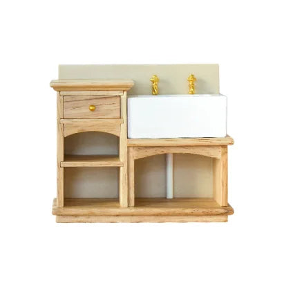 1/6 1/12  Doll House Simulation Mini Wooden Washbasin Model Decor
