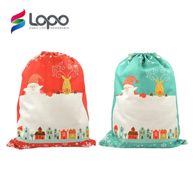 Lopo Wholesale Bulk Blanks Sublimation Linen Christmas Sack Santa Sacks Large Gift Bags to Sublimate
