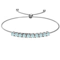925 Sterling Silver Natural Gemstone Jewelry Blue Topaz Adjustable Slider Bracelet for Women Destiny Jewellery