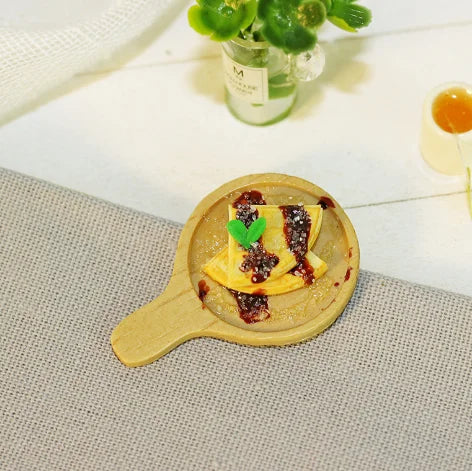 1/6 1/12  Doll House Simulation Miniature Mini Dim Sum Waffles Model Decor Gift
