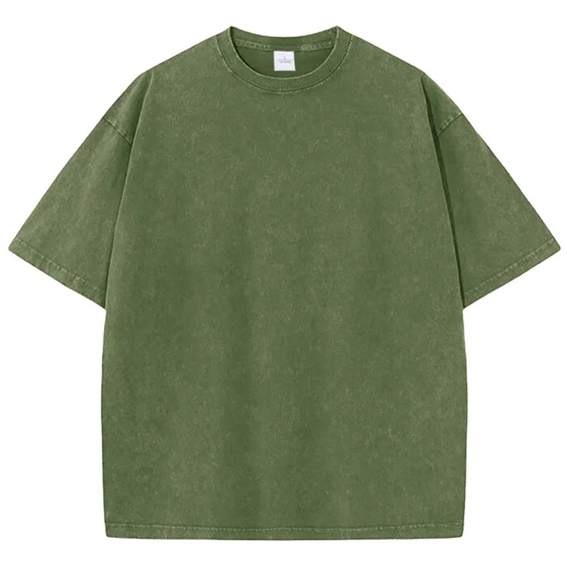 100% Cotton Solid Washed Oversized T-Shirt Women/Men's Loose O-Neck Korean Short Sleeve Eco-Friendly Quick Dry Casual Vintage