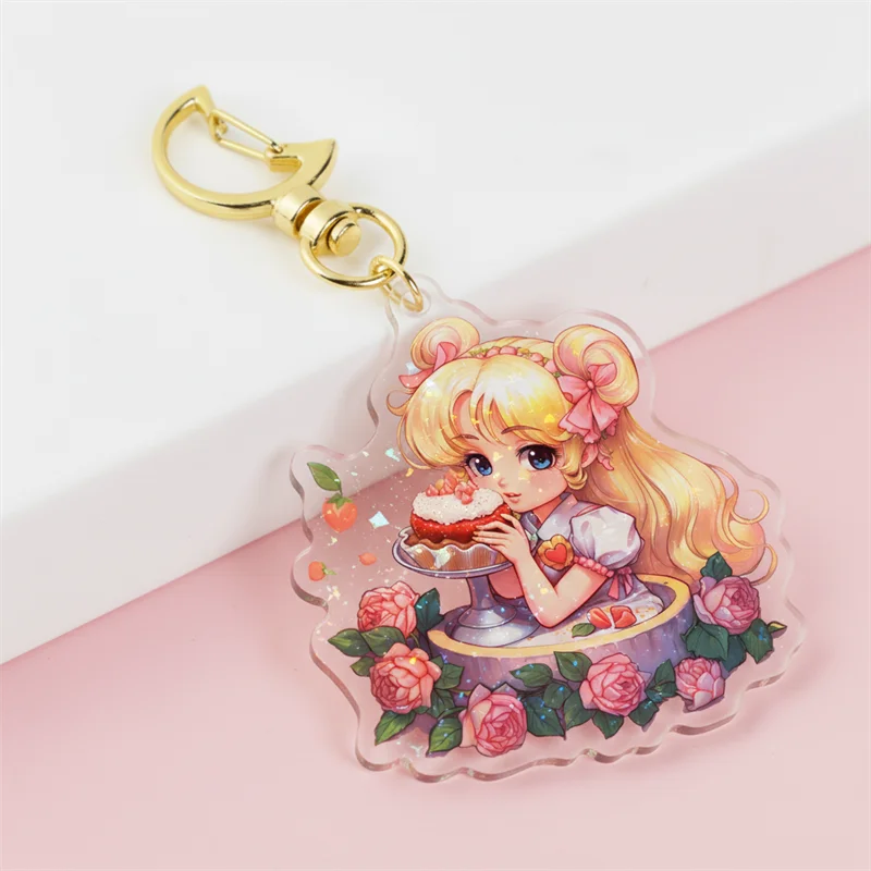 Customized Micro-Labeled Transparent Acrylic Keychain Custom Creative Printing Gradient Background Color Keychain Epoxy Resin MegaBDM