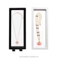 Custom Logo Modern Eco-Friendly PE Film Transparent Floating Frame Gem Necklace Box Jewelry Display Case
