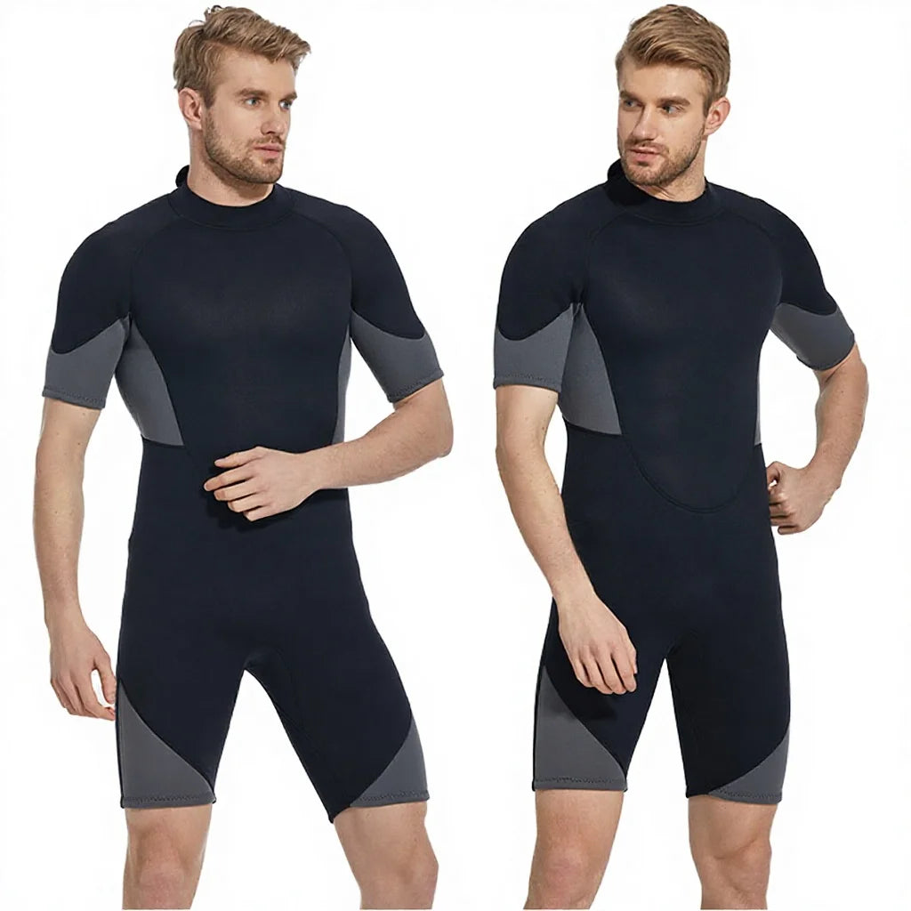 Professional Men's 3mm Neoprene Short Sleeve Shorty Wetsuit with Back Zipper