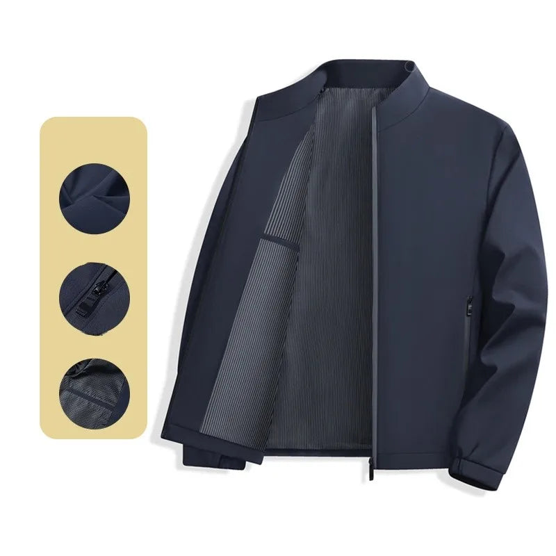 OEM Direct Factory Sales Woven Fabric Breathable Thin Men Bomber Jacket Middle Aged Elderly Sports Versatile Stand Collar Jacket