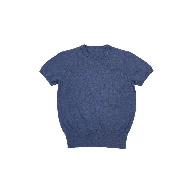 ODM OEM Custom-made Women's Crew Neck Pullover Regular-Fitting Short Sleeves Knitted Thin Fabric Cotton Anti-Wrinkle Sweaters