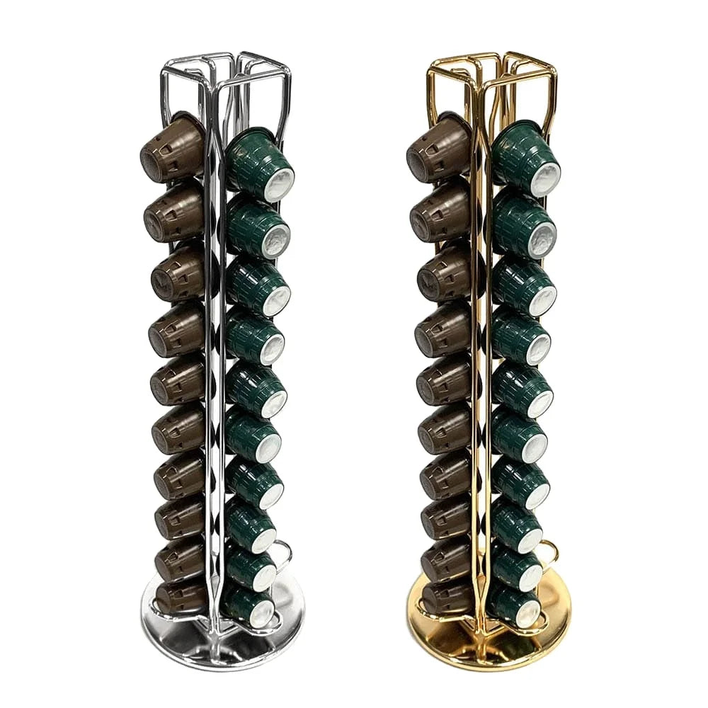 Stainless Steel Gold Plated Space-Saving Rack for Dolce Gusto & Nespresso Coffee Capsule Holder