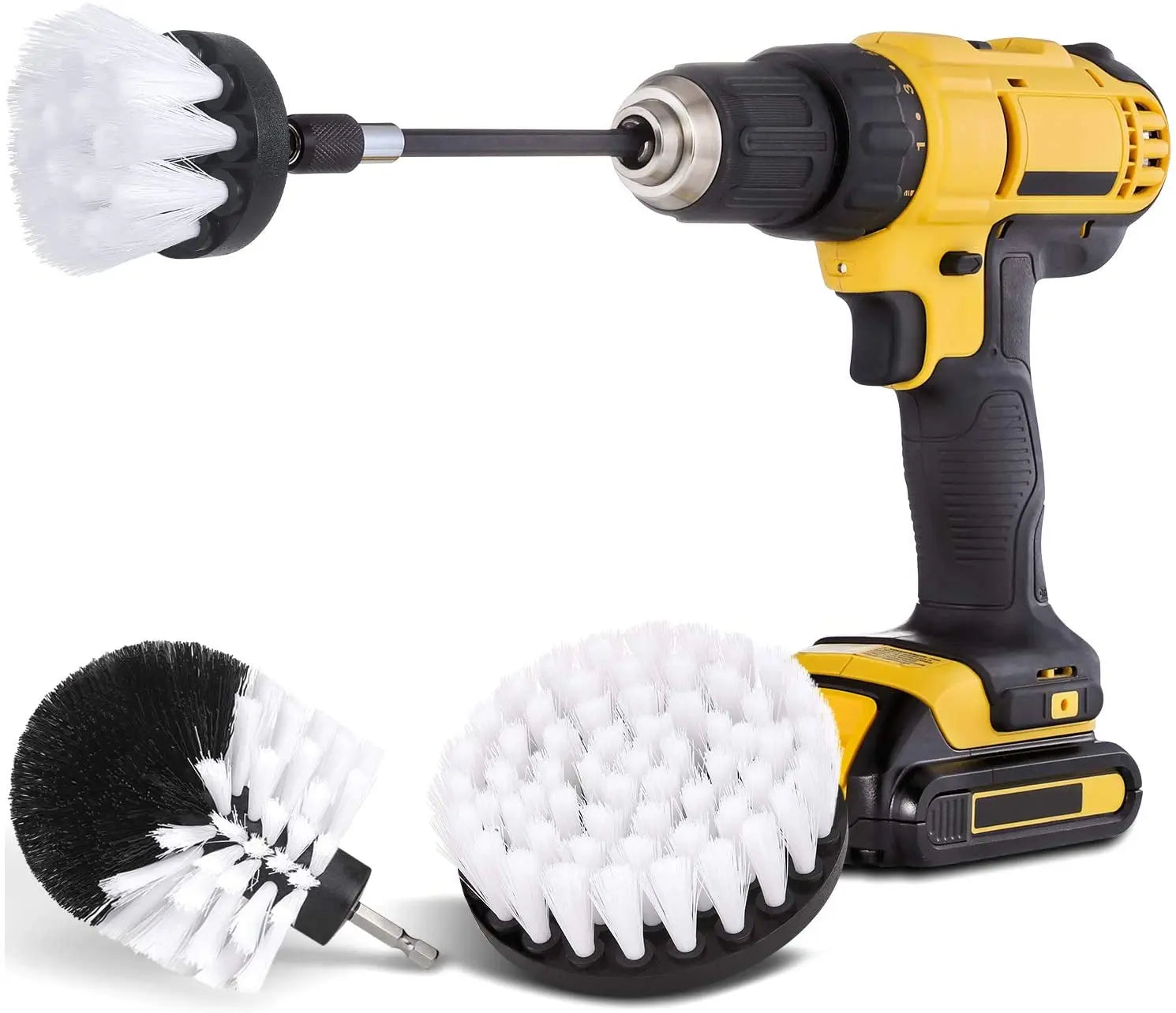 Handy 3pcs Factory Brush Attachment Set for Cleaning Showers Tubs Bathroom Tile Grout Carpet with Drill