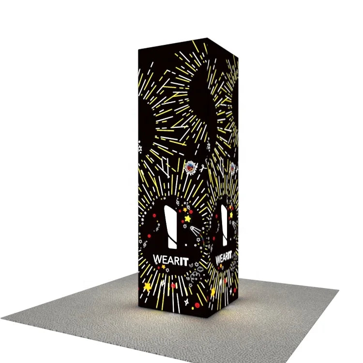 10ft Trade Show Tower Display Column Tension Fabric LED Backlit Advertising Pillar Stands