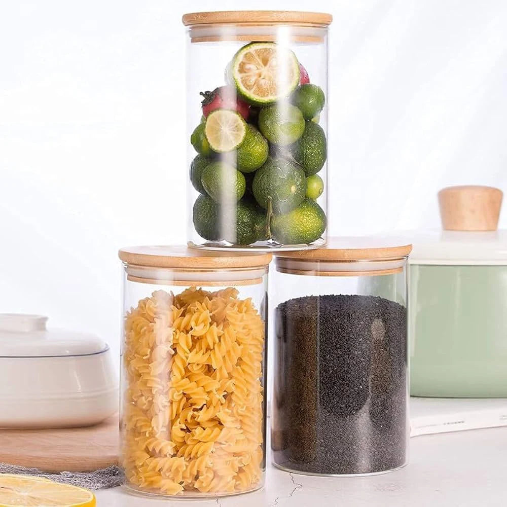 Full Size High Borosilicate Colored Glass Jar Cosmetic Containers Moisture-Proof Dishwasher Safe Lead Free Plastic Kitchen Use