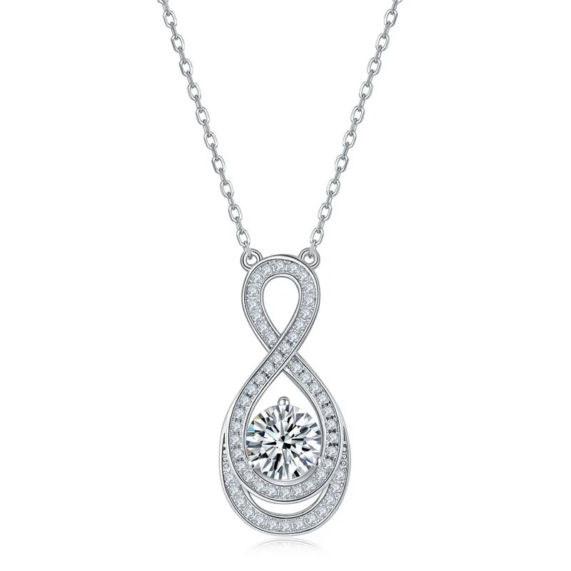 S925 Sterling Silver D Color VVS1 Moissanite Infinity Pendant Necklace for Women