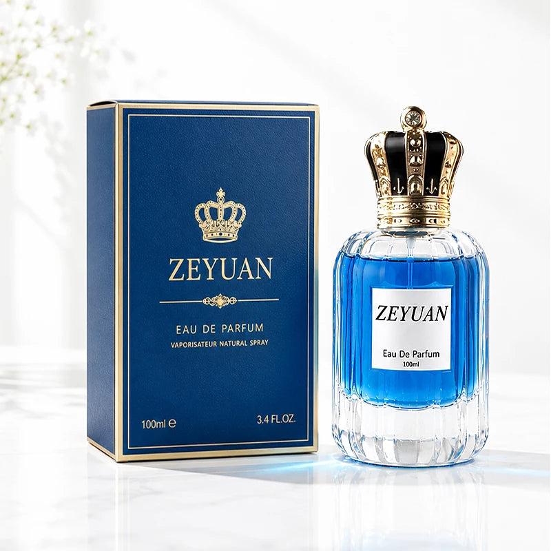 100ml Luxury Glass Perfume Spray Bottle with Crown Cap and Gift Box Embossed Fragrance Bottle Custom Logo Private Label MegaBDM