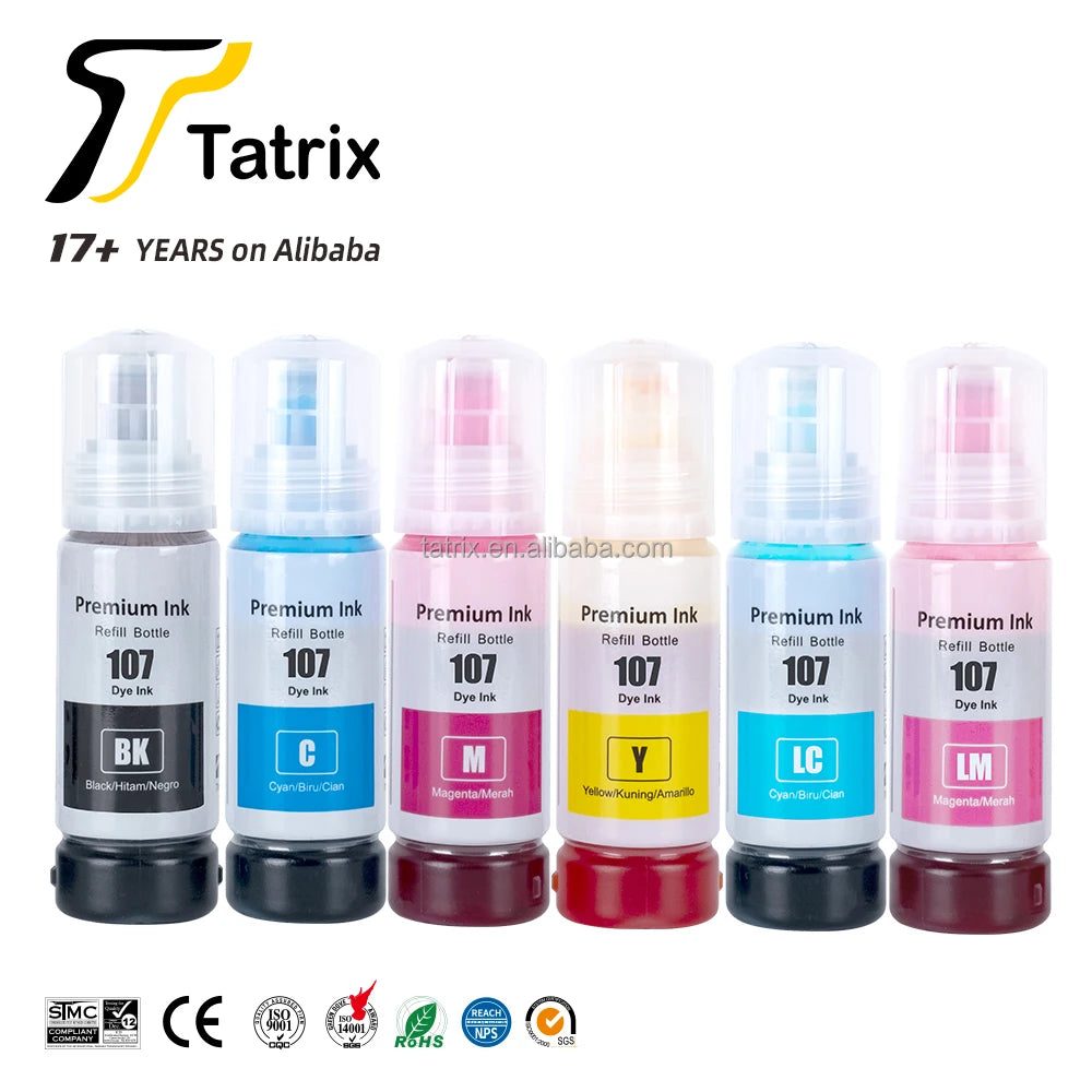 Tatrix 107 Ink Compatible Color Water Based Bottle Refill Bulk Inkjet Ink 107 for Epson L8058 L18058 Printer