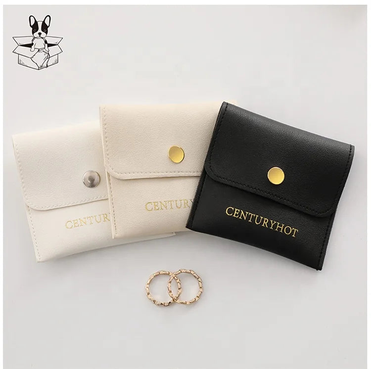 PUPPYSEW Black Leather Pouch Bag High Quality  PU Jewelry Pouch  Necklace Ring Earring  Packaging  Pouch Bag With Custom Logo